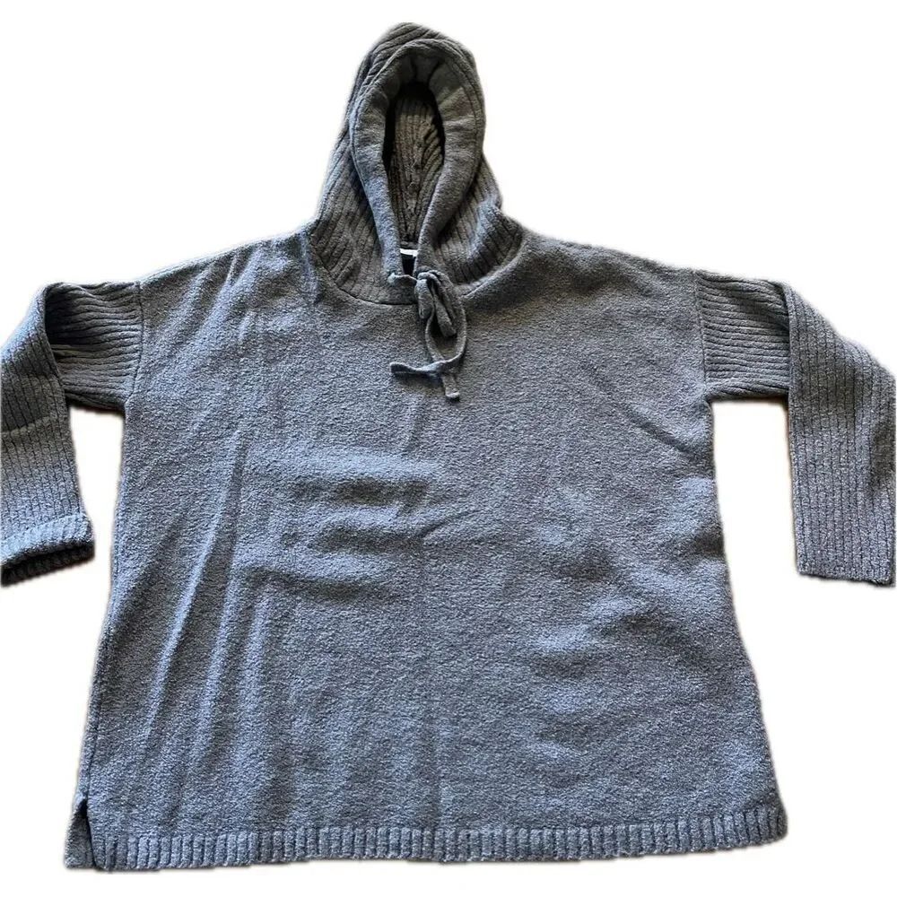 Pure Jill Grey Hoodie Ribbed Sweater Women’s Size M